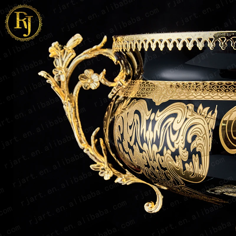 High-End Household kazak Skidki Idishlar Fruit Tableceramic Dinnerware Gold Chinni Posuda Bohemia Plate Sets