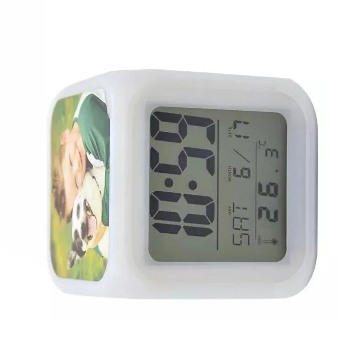 Hot Sale Approved Sublimation Blanks LED Alarm Clock with Different Colors Changing