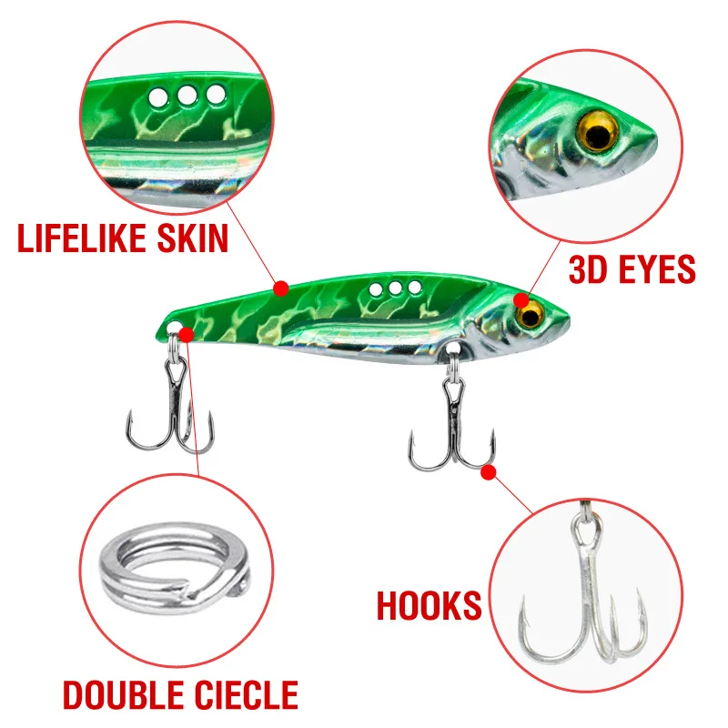Vib Fishing Lure 3-20g Artificial Blade Metal Sinking Spinner Crankbait Vibration Bait Swimbait Pesca For Bass Pike Perch Tackle