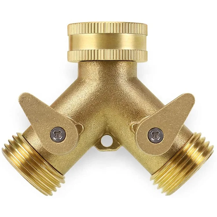 2 way brass hose splitter 3/4' garden hose connector Y connector hose adapter