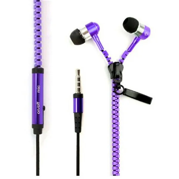 metal zipper earphone with Mic earbuds Handsfree For iPhone / Huawei /Oneplus/ Xiaomi