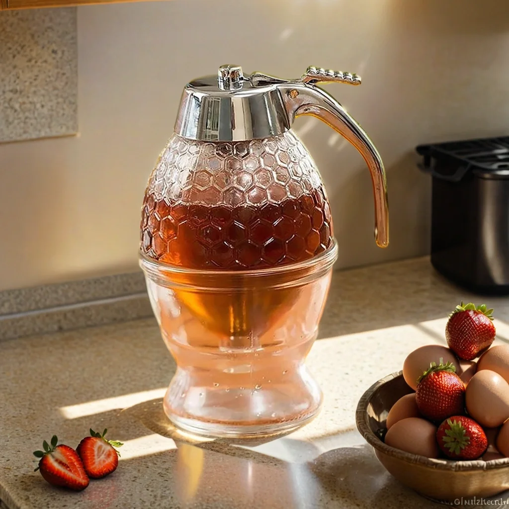 Japanese creative press type honey jar squeeze sauce bottle ABS Plastic sealed jar Funnel type jar syrup pot with a base