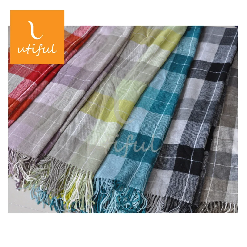 
Very Popular Acrylic Check Throw With Tassels 