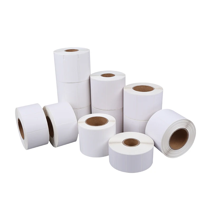High quality 70gsm semi gloss self adhesive paper label sticker rolls for shipping barcode labels