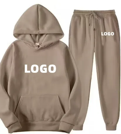 Custom Logo Unisex stylish Sportswear 2 piece hoodie Tracksuits branded pocket women men blanks jogger set