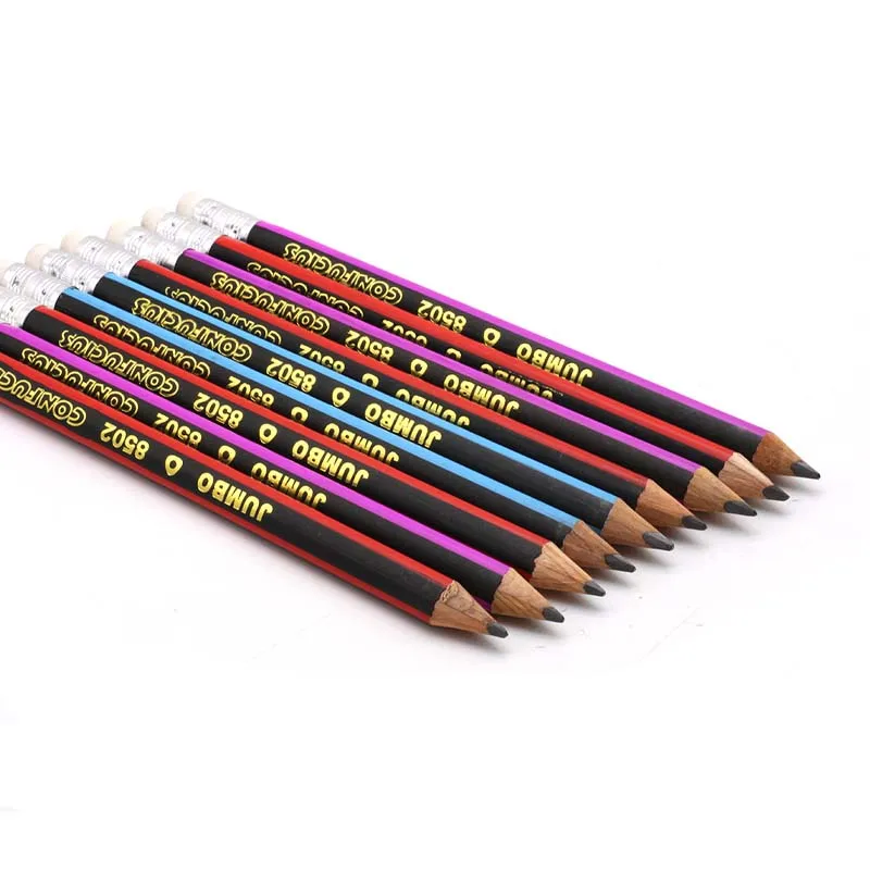 Custom Black Wood Jumbo HB Pencils With Colored Eraser High Quality Luxury Writing Pencil For Kids