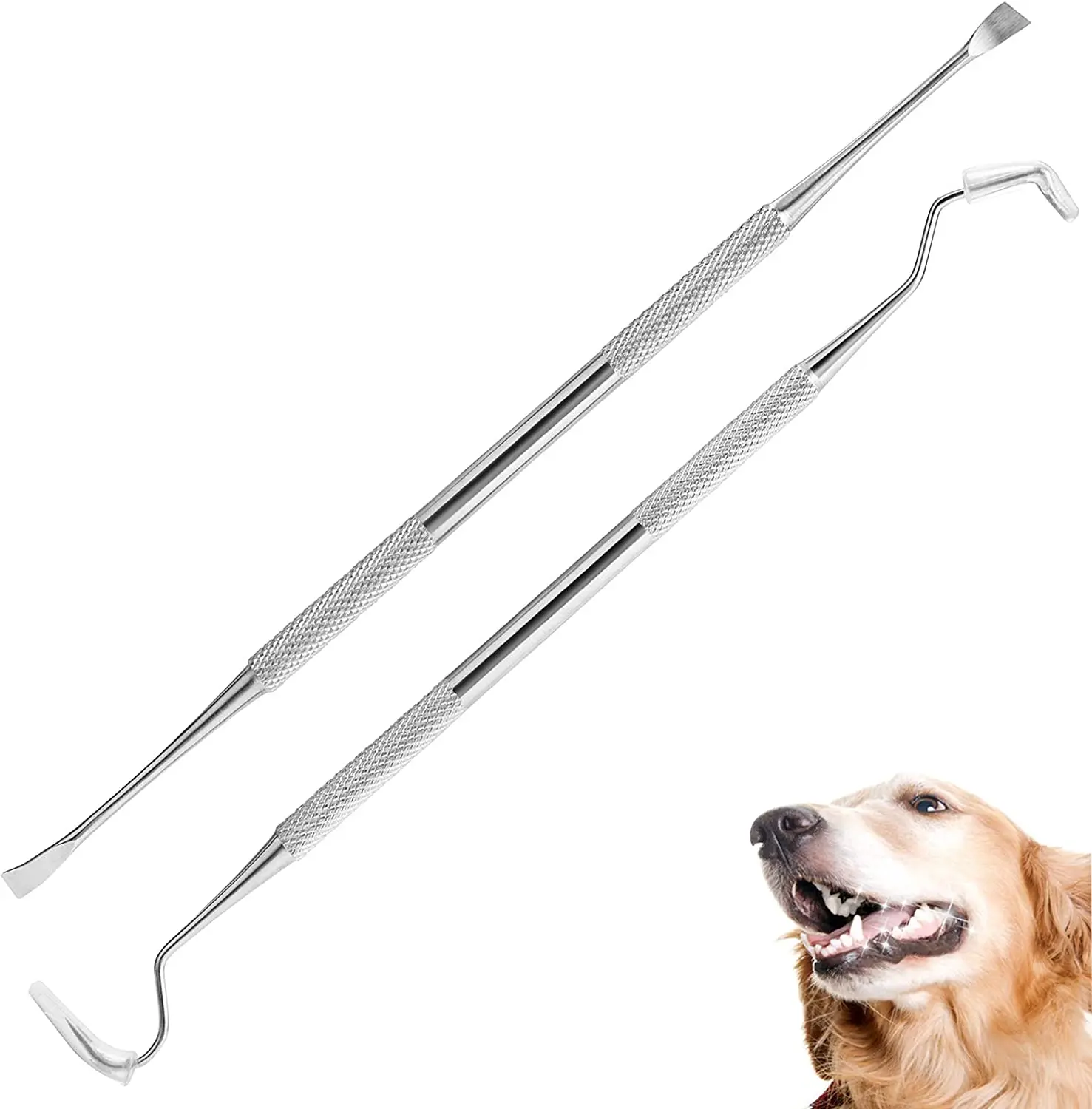 Wholesale 2Pcs/set Pet Tartar Remover Stainless Steel Double Ended Teeth Cleaning Pet Grooming Tools