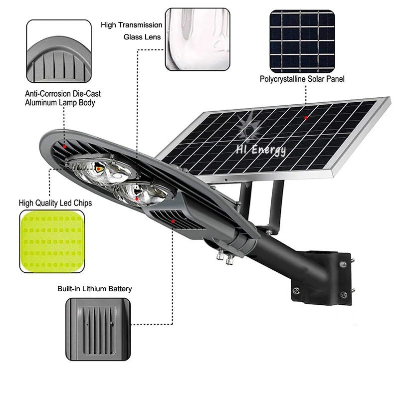 Solar powered cob led street light outdoor 50W 100W 150W 200W 300W with Remote Controller