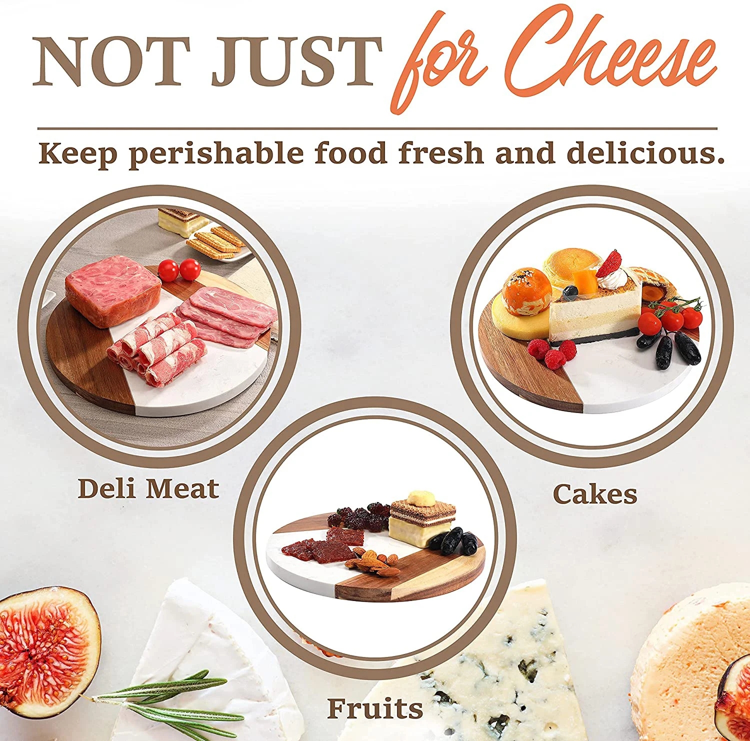 Custom Round Shape Multifunction Chopping Board Marble And Wood Cheese Cutting Board