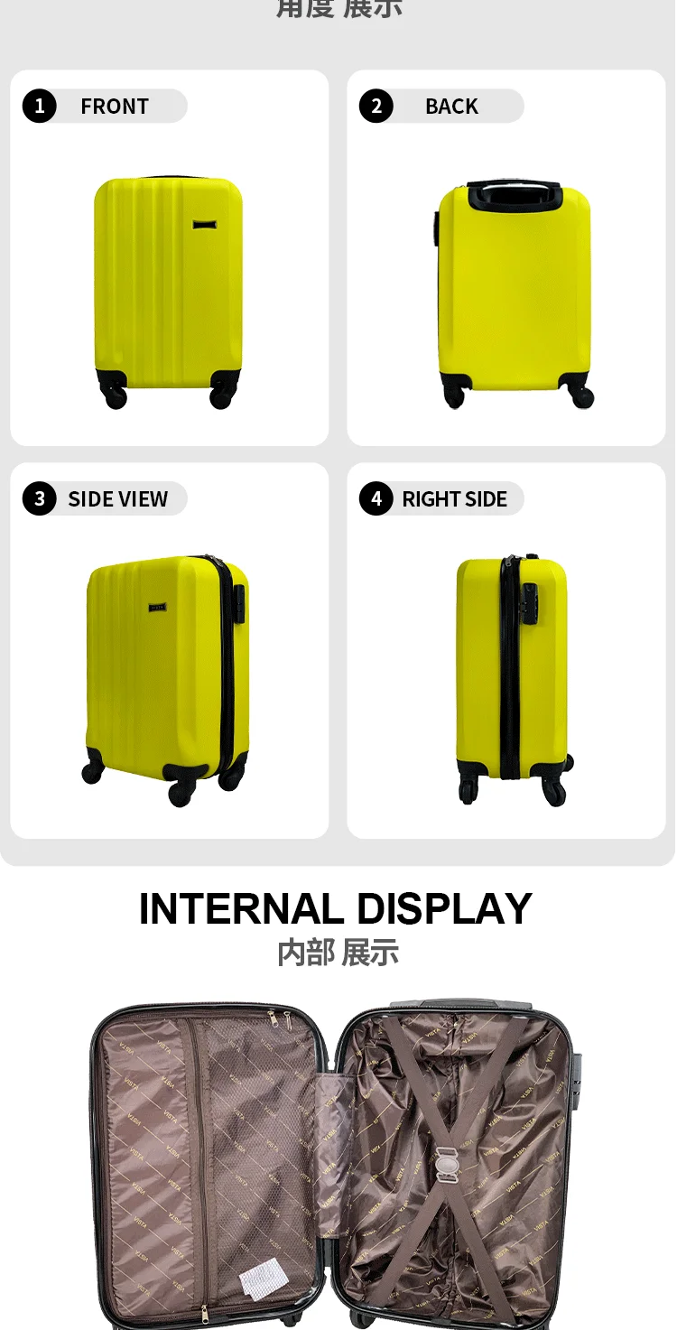 New style beautiful 3 pcs trolley suitcase ABS travel luggage set designer luggage bags