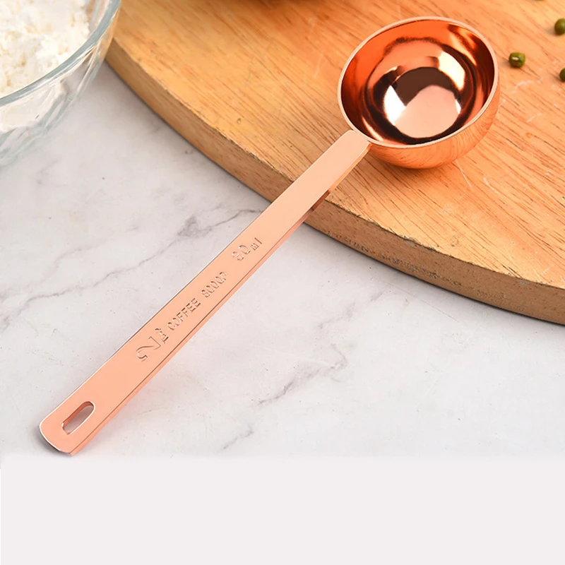 Rose gold plated silver stainless steel coffee scoop sugar measuring scoops,Custom coffee measuring spoon