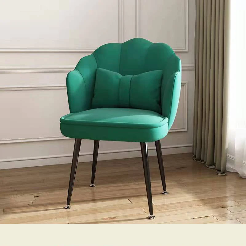 Modern Home Furniture Petal Green Velvet Shell Chair With Gold Legs Nail Shop Stool Living Room Sofa Dinning Chair