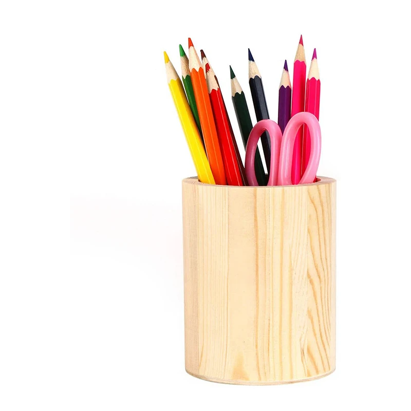 Solid Wood Desk Pen Pencil Holder Multi Purpose Use Pencil Cup Pot Wood Desk Pen Pencil Holder Stand