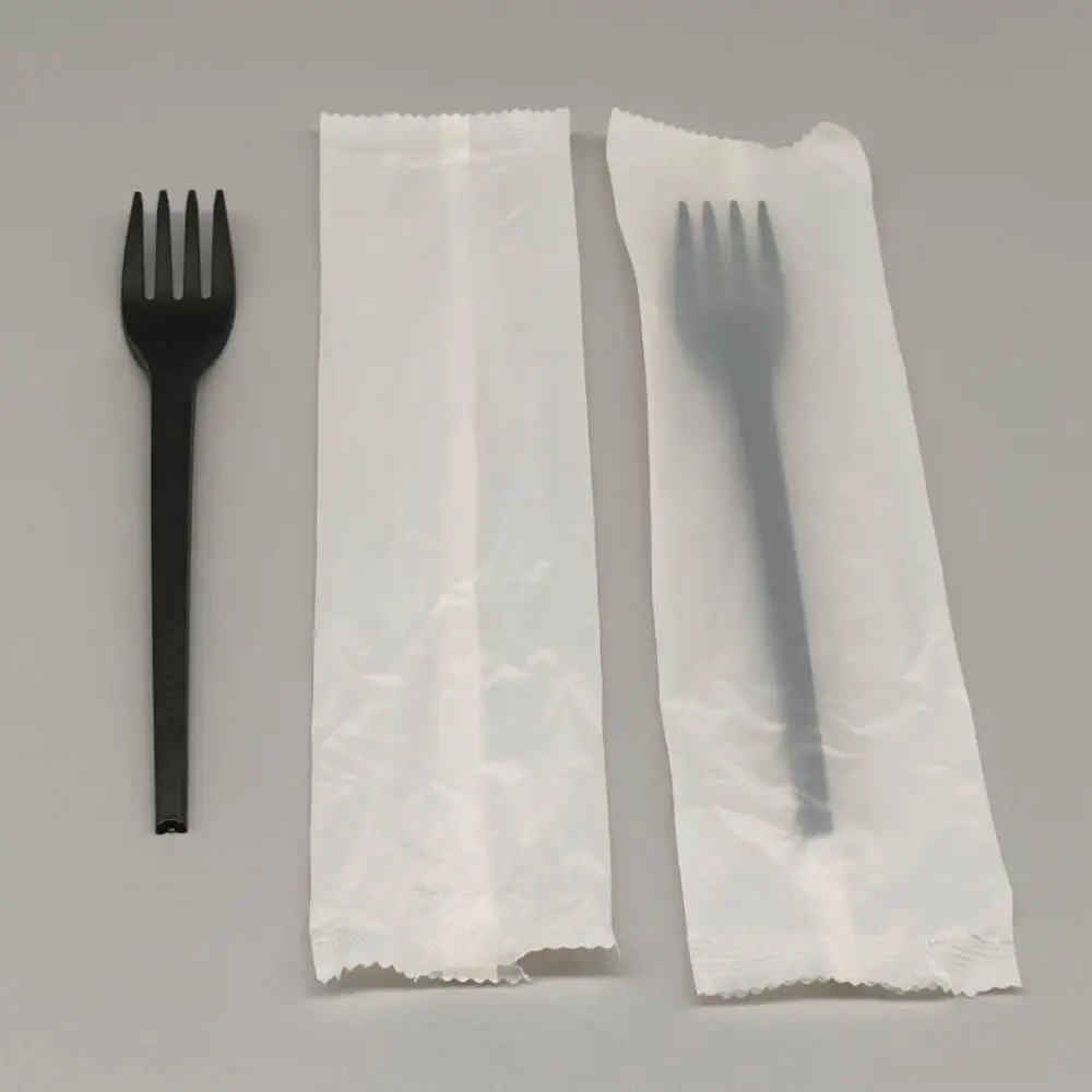 
GreenWorks CPLA compostable disposable utensils flatware biodegradable cutlery 6.5 inch fork Wrapped dinnerware sets 