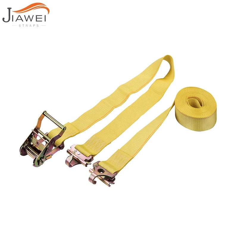 E-track Ratchet Strap Loading Straps Tie Down Straps 12 Feet Yellow Cargo Lashing 50mm/2 Inch E Fitting Polyester