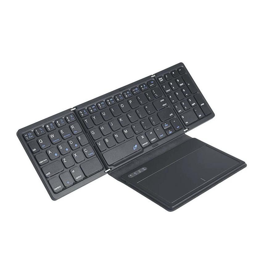3-fold wireless bluetooth 84-key keyboard mini pocket third fold touchpad foldable 84-key keyboard mini folding bt 3.0 wireless