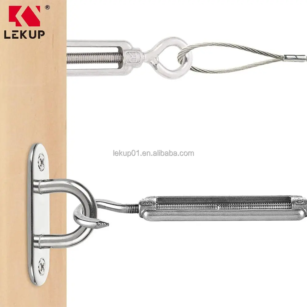304 Stainless Steel Cables Wire Turnbuckles M6 Turnbuckle Hook and Eye Heavy Duty Turnbuckle Hardware Kit for Wire Rope Tension