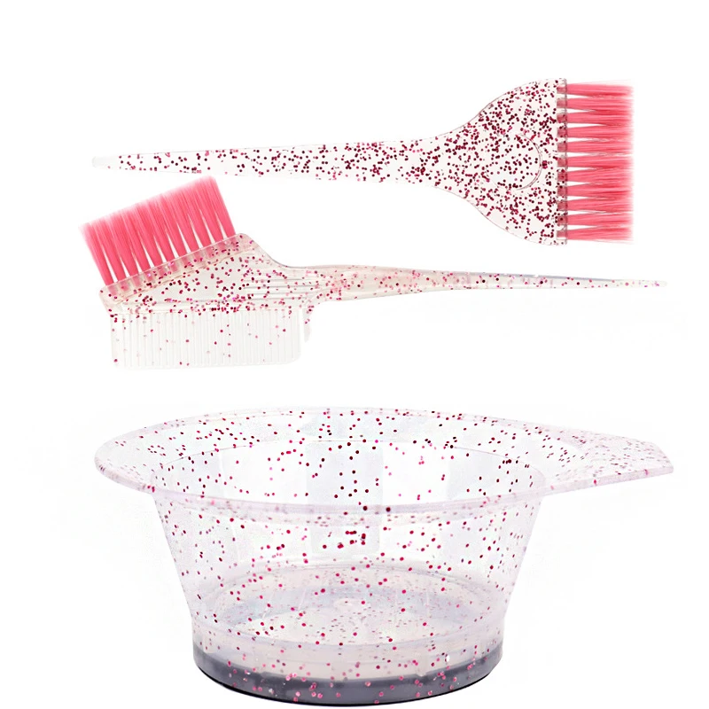 2022 Newest Pink Salon Plastic Glitter Hair Coloring Dye Cream Tools Mixing Color Bowl Dye Comb and Brush For Hairdressing Tools