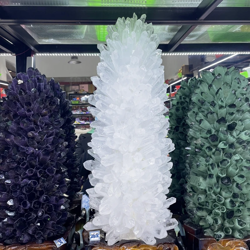 Wholesale Raw Rough Green Phantom Ghost Quartz cluster large Crystal tree Cluster amethyst cluster For Home Decoration