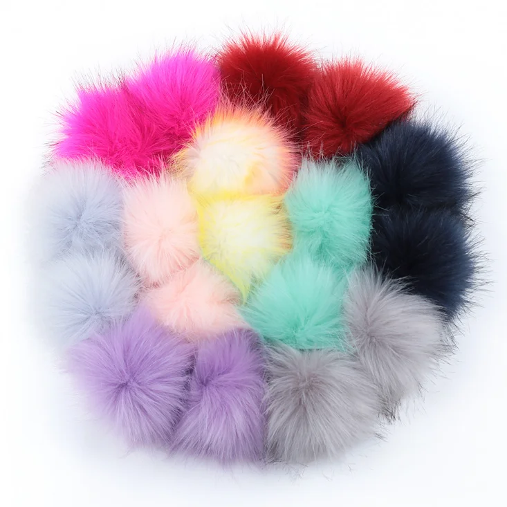 DIY Faux Fox Fur Fluffy Pompom Balls with Elastic Loop Removable Knitting Hat Accessories for Hats Shoes Scarves Bags Keychains (1600284810363)