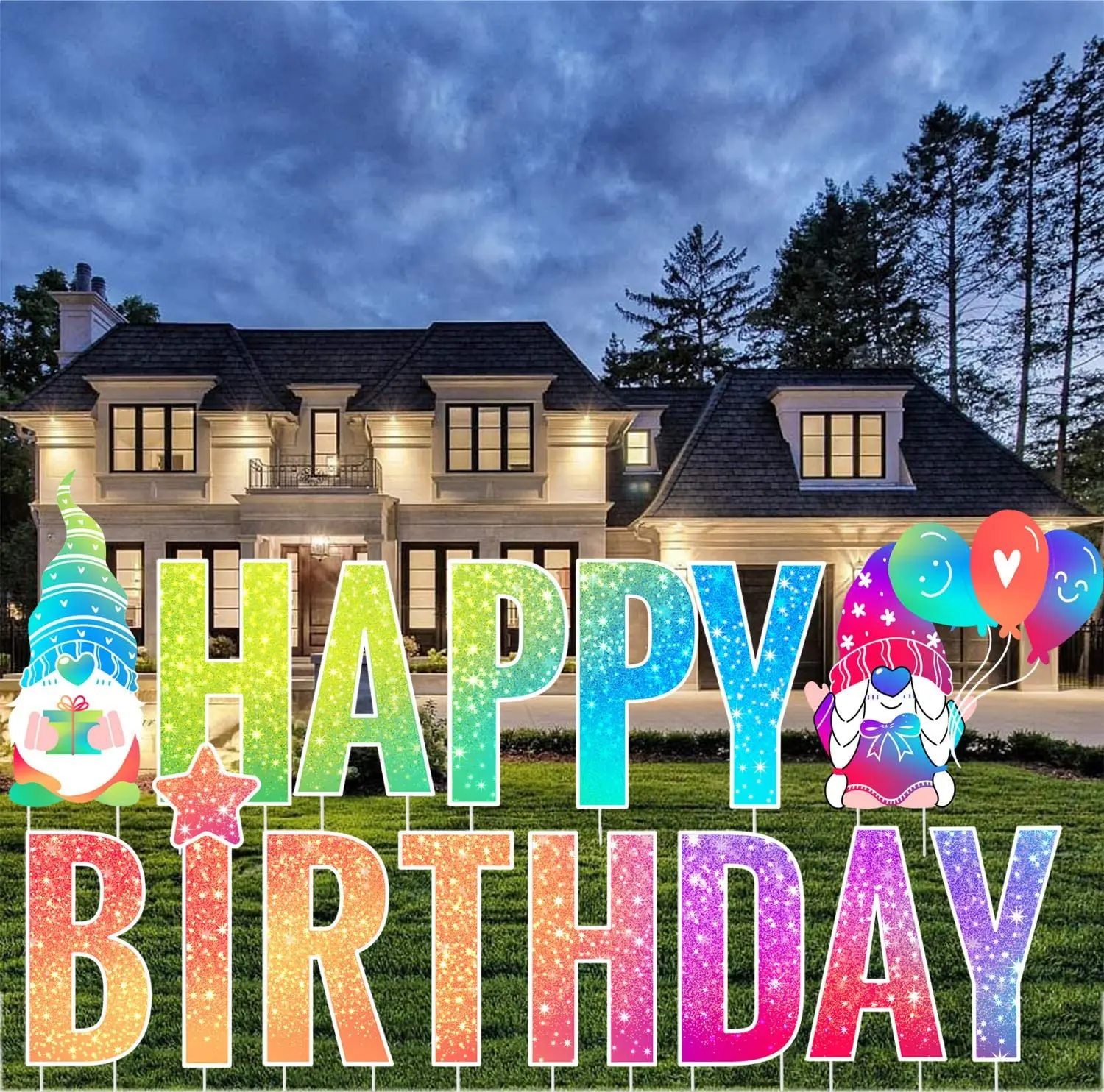 christmas halloween happy birthday party corrugated plastic large alphabet letter yard sign with stakes