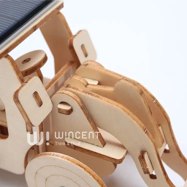 Solar Energy Running Bulldozer Wooden 3D Puzzle DIY Toy Gift Box Plywood,wood En71,ce Wincent Solar Power Unisex 120 19*9*8.5cm