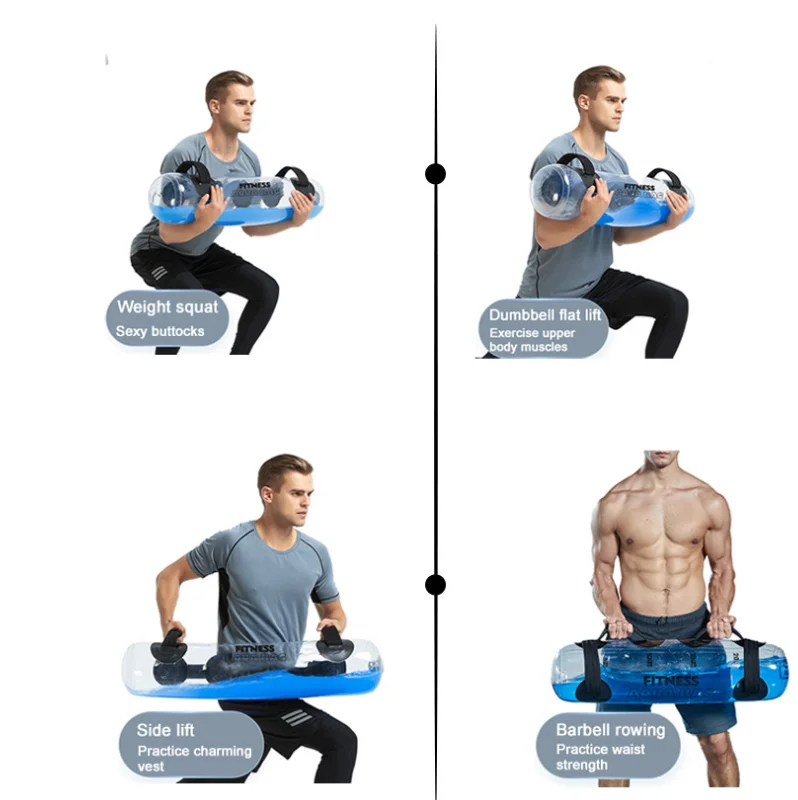 Semi Transparent Translucent Black Custom Logo Weight Lifting Outdoor Pvc Water Dumbbell Sandbag Fitness Power Aqua Bag