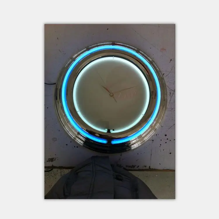 wholesale china factory price 15inch chromed popular design neon wall clock