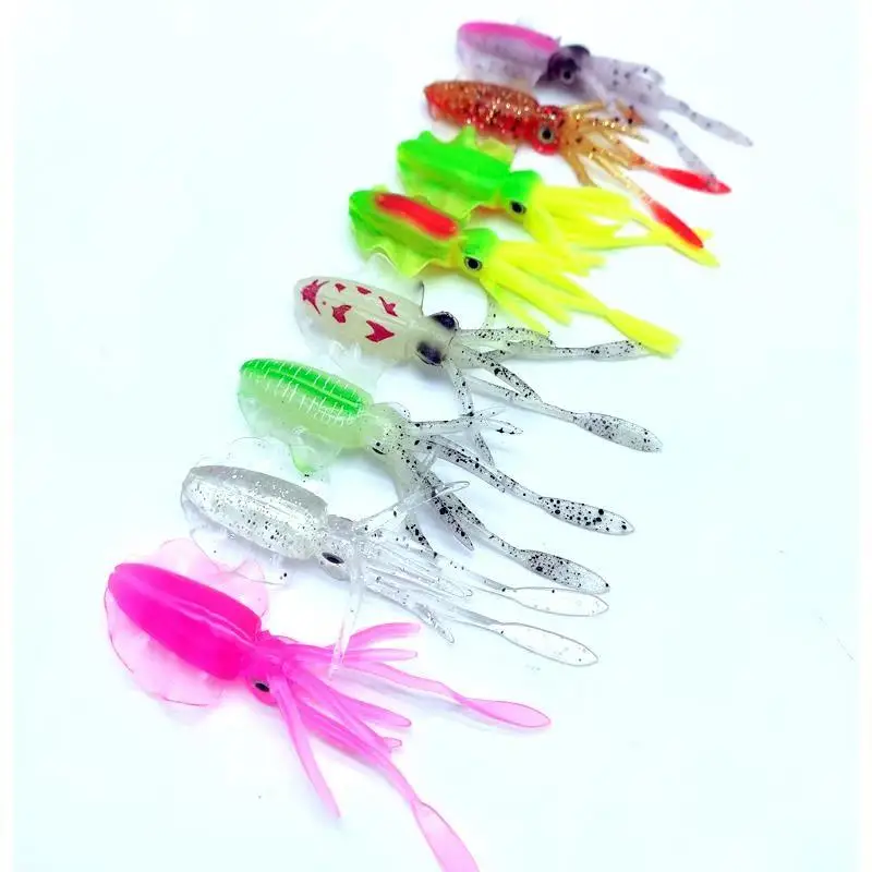 High quality vivid artificial soft crab lure luminous octopus squid jig fishing lure squid lure