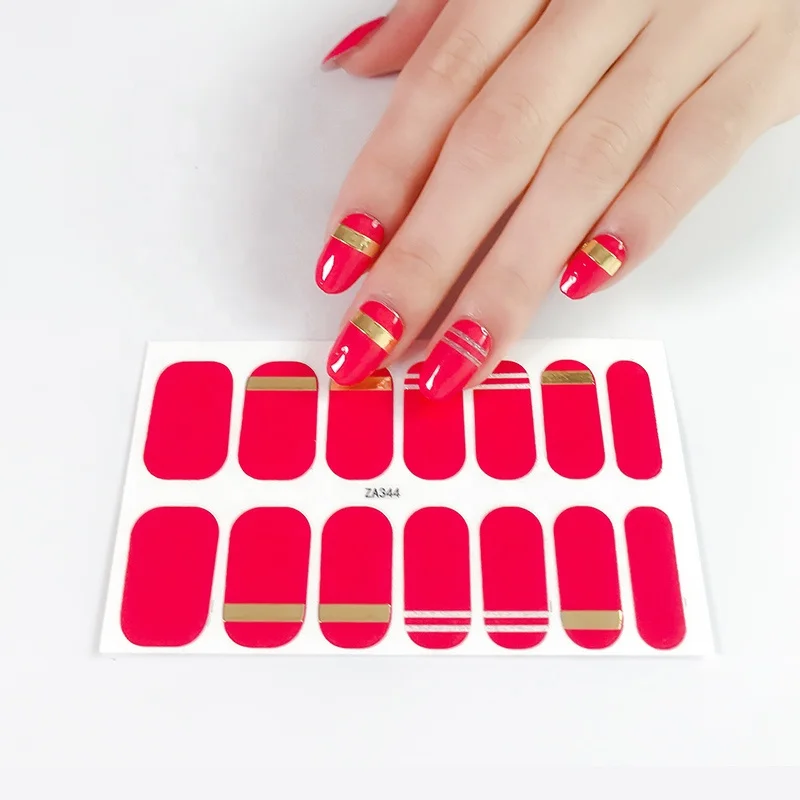 Solid Color Series Painting Gel Nail Polish Strip Self-Adhesive Lacquer Nail Stickers Mix Full Nail Wraps For Women