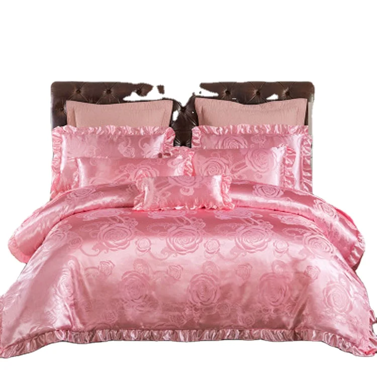 European Nice Quality Cheap Price Wedding Bridal Bedding Sheet Sets Luxury Bed Skirt Set