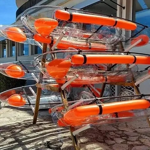New Design 2 Person PC Material Crystal Transparent Canoe/Kayak Clear Rowing Boats for Wholesale