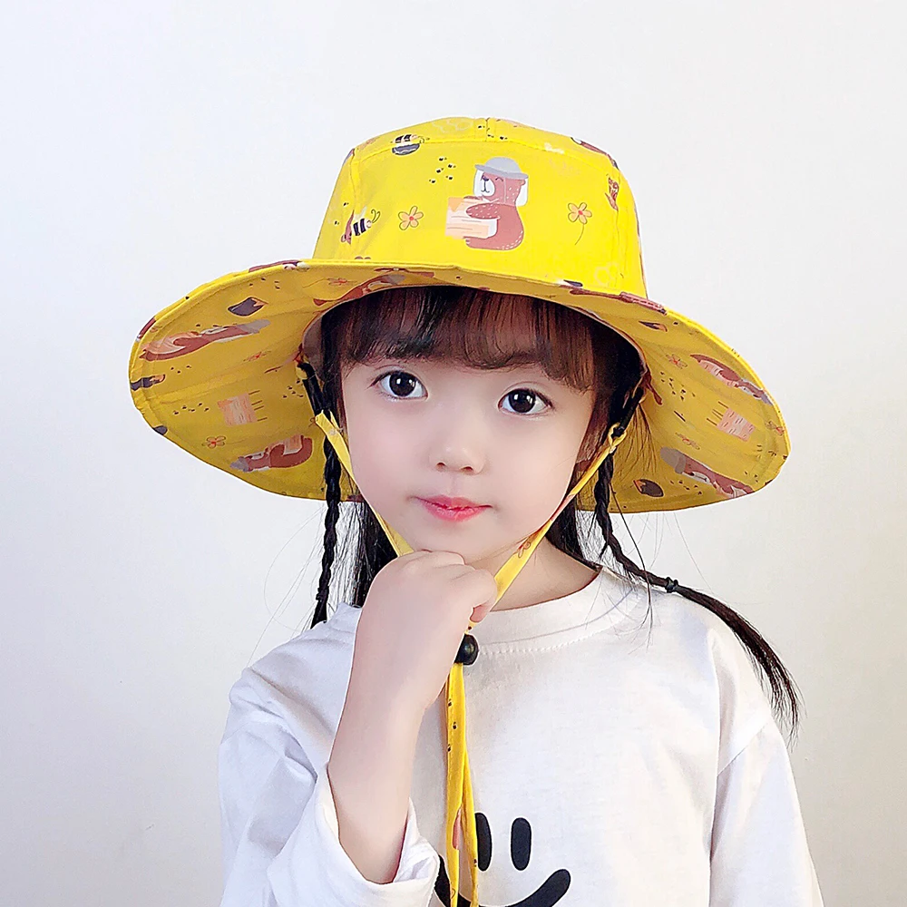 Summer UPF 50 Sun Protection Toddler Kids Boys Girls Adjustable Wide Brim Baby Bucket Hat Beach Hat