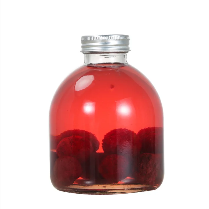 300ml 500ml beverage fruit wine brewing net black milk tea sealed glass bottle with cover