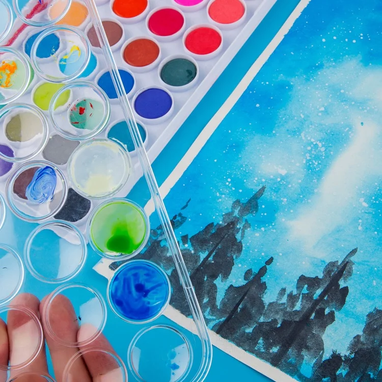 Набор однотонных акварельных художественных красок 12 16 28 36