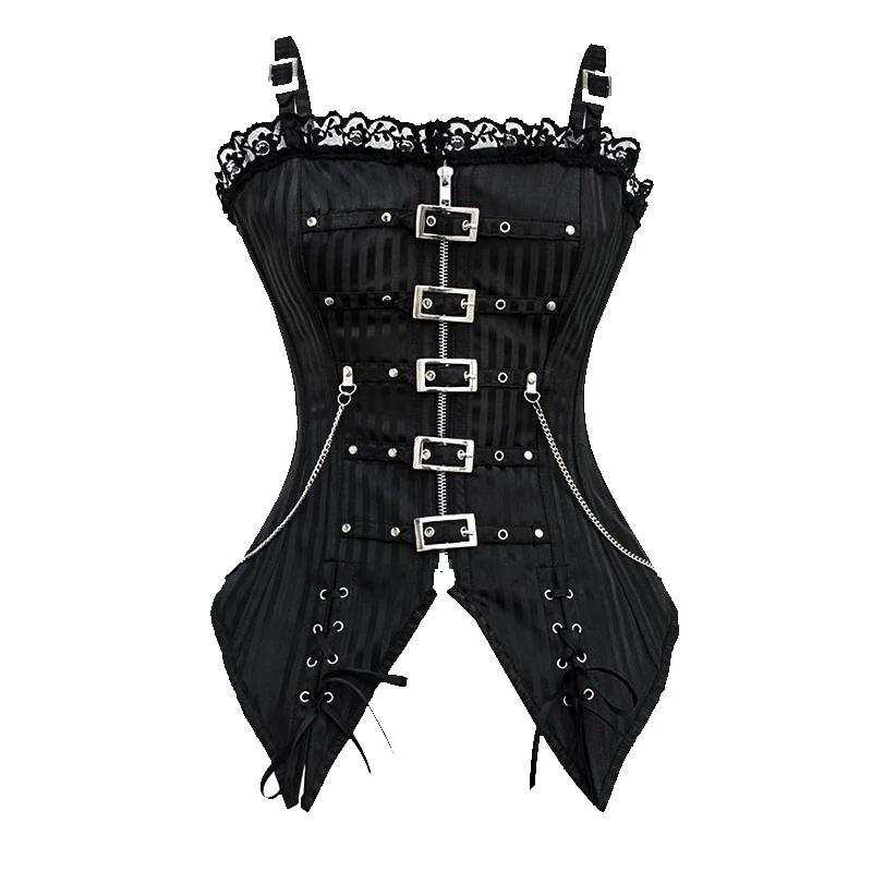 Sexy Steampunk Corset with Rivet Gothic Clothing Corsets and Bustiers Striped Stud Leather Party Sexy Corselet Corsage