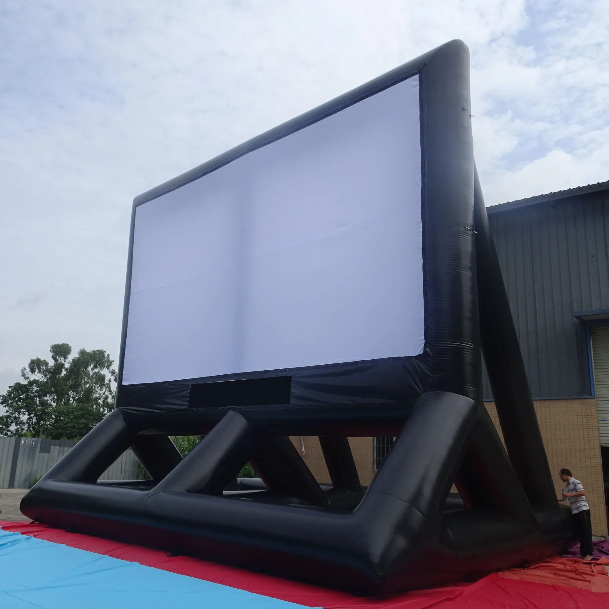 wholesale 20/30ft Huge Inflatable Movie Screen Blow Up Projector Screen Outdoor for TV & Movies Seamless Portable with blower