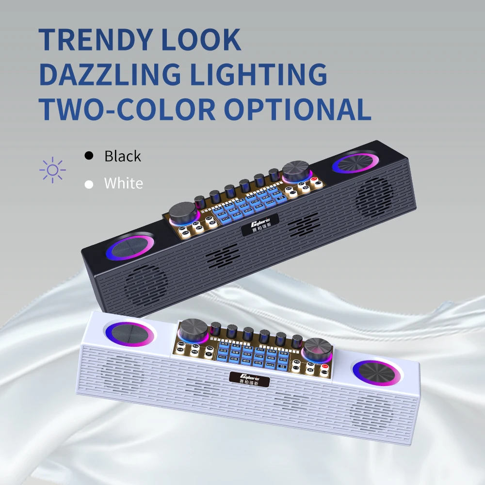 CYB-K6 HIFI quality singing card sound audio wireless speaker, RGB LIGHT, 1/2 microphone option for karaoke, live show