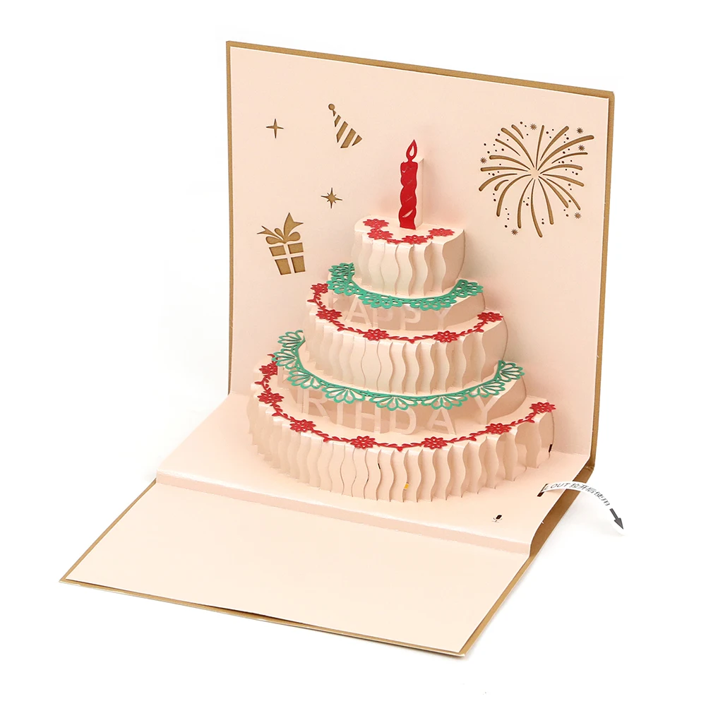 Recording light cake 3D greeting cards can be recorded as birthday gifts for her, him, girlfriend, and boyfriend