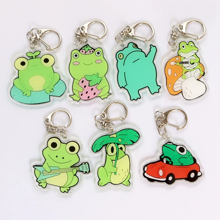 SX-130 Wholesale Fashion Cute Animal Bag Pendant Jewelry Gift Alloy Cartoon Acrylic Frog Key Chain