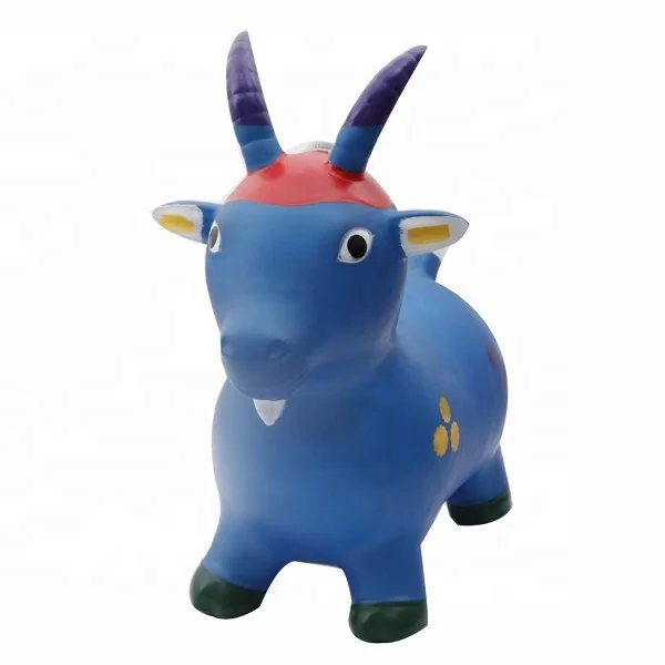 jumping animals colorful hand painting music plastic inflatable farm animal goat toy with music