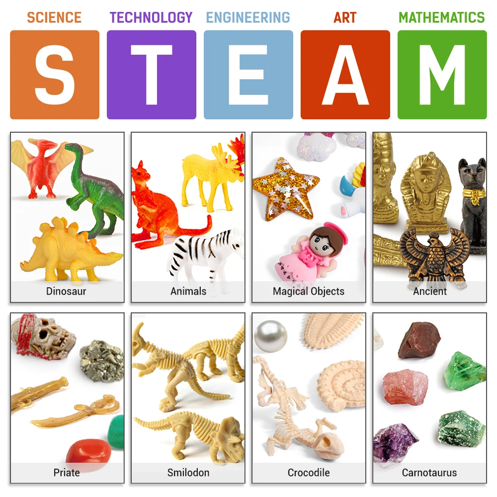 5 in 1 child gift boy and girl educational stem learning advantage toy set stone dig kit stone collection