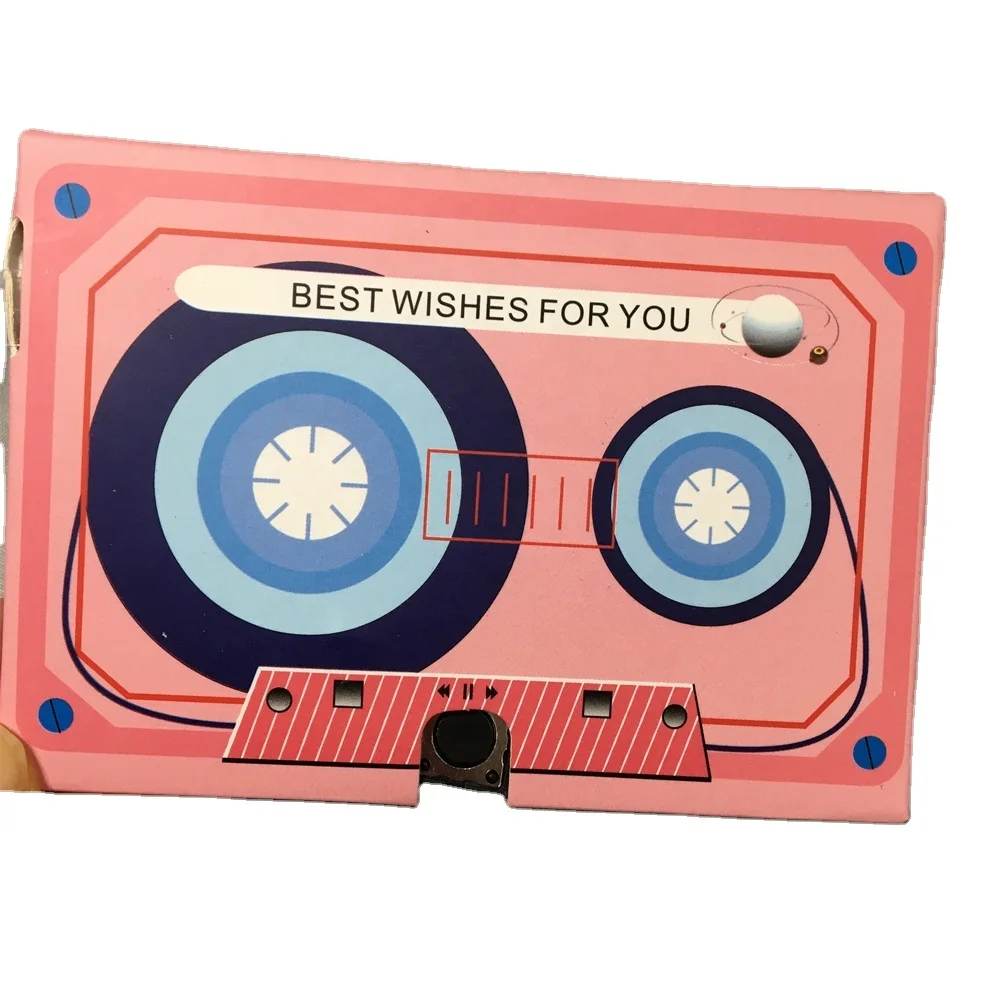 Fun Impactful Retro Styled Cassette Mixtape Card Inbuilt Recordable Sound Greeting Thank you Card to Your Family or Friends