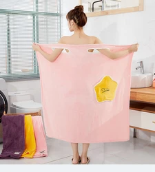 Wearable Girl Microfiber Bath Towel Wide Strap Women shower Bath Dress Towel wrap bath skirt