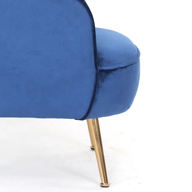 Modern luxe royal blue velvet accent chair with matel legs for living room