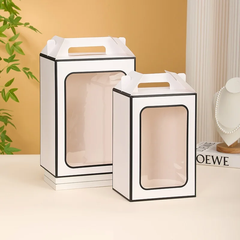 Wholesale Portable Paper Box Packaging With Display Window For Tea Dessert Cake Nuts