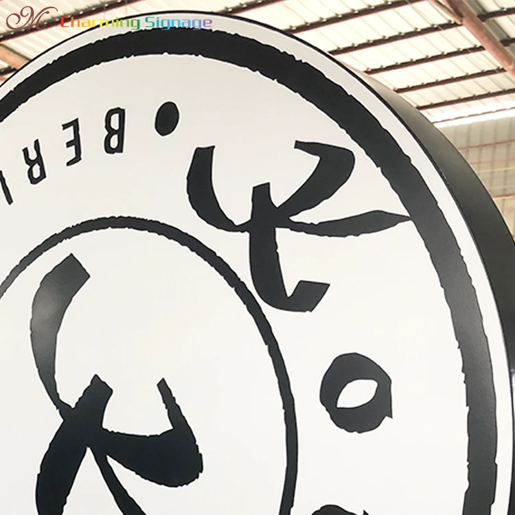 Charming factory custom logo large no light advertising box round acrylic uv printed shop billboard