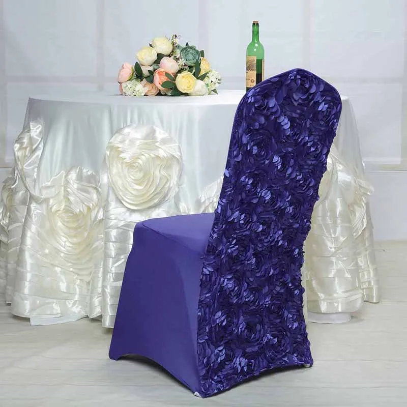 Wholesale Universal Chair Cover With Flower Custom Color Custom Size  Universal Banquet Elastic Stretch  Covers For Events