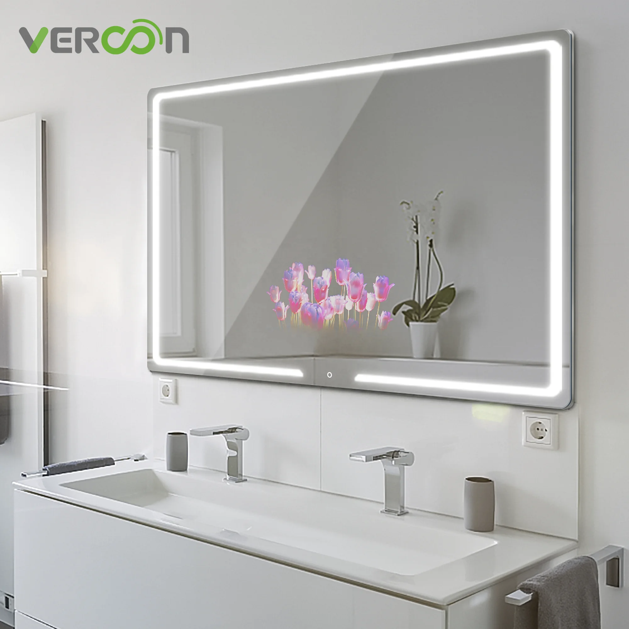 21.5inch smart bathroom mirror LED lighting mirror with Android 11 smart system bluetooth music and video display
