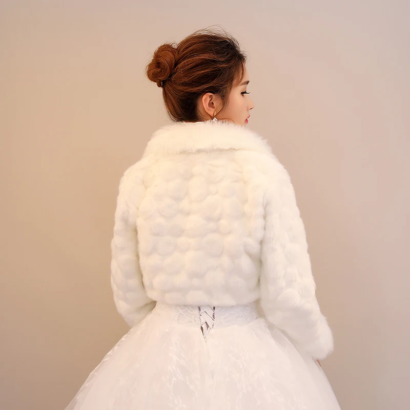 
Best selling wholesale winter bridal shawl short bubble bend fur collar small shawl wedding accessories 